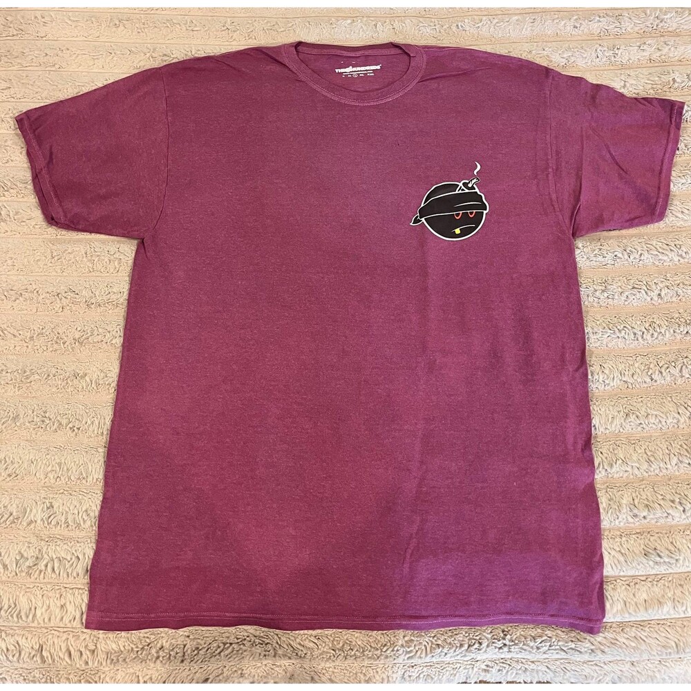 The Hundreds Adam Bomb Bandit Logo T-Shirt Men’s Large Heather Burgundy NWOT Str